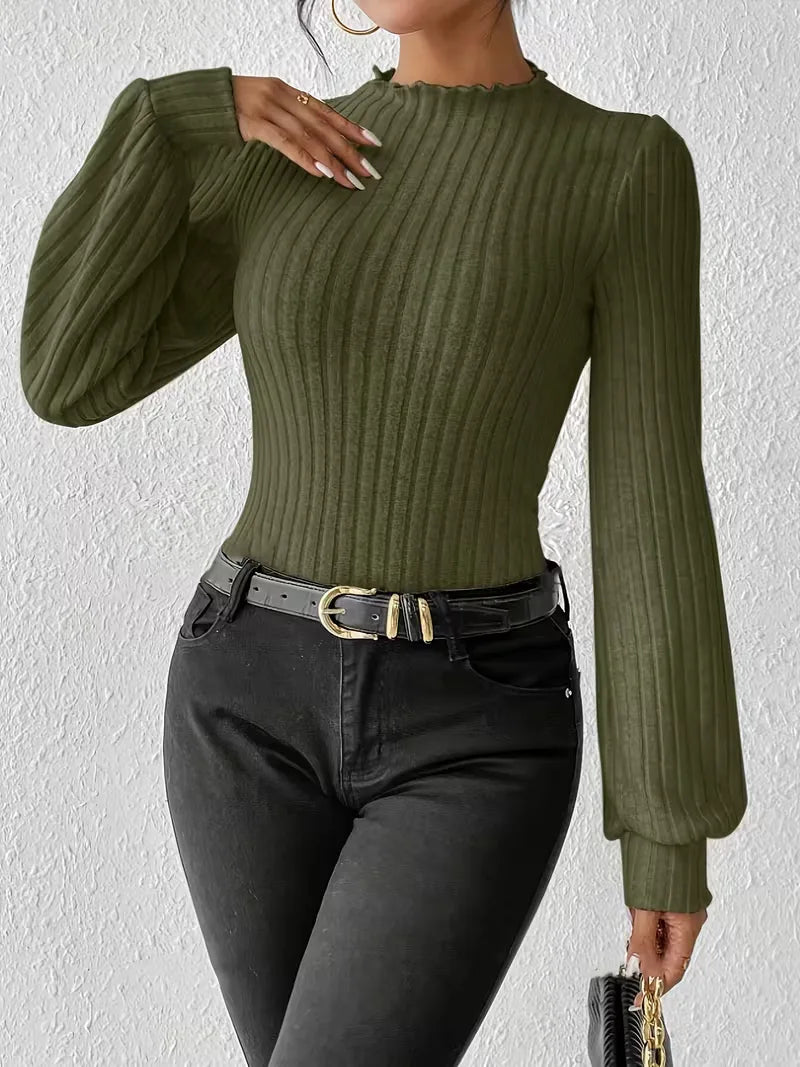 Bodysuit met rib-knit en lange mouwen