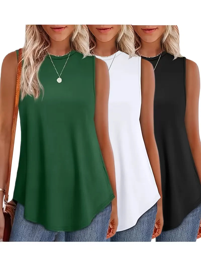 Tanktop loose fit met ronde hals
