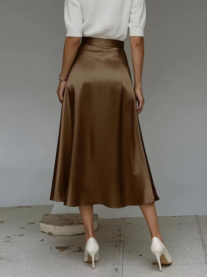 Satijnen rok met hoge taille