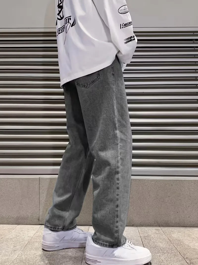 Loose fit jeans met wide leg