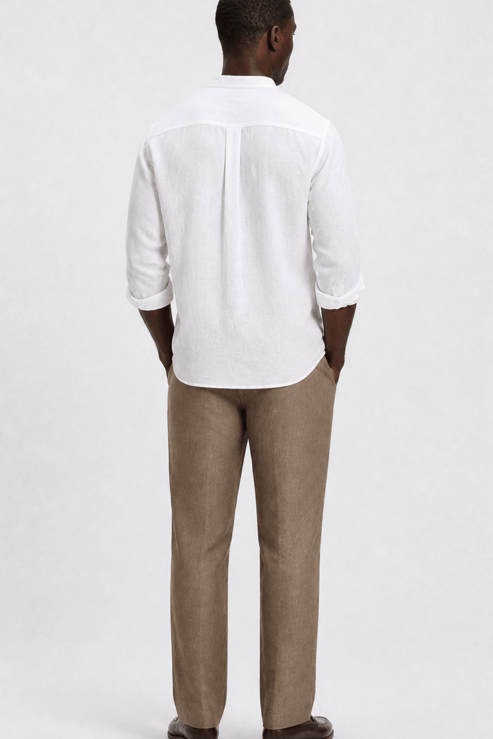 Band Collar Shirt Heren Linnen Casual Zomer