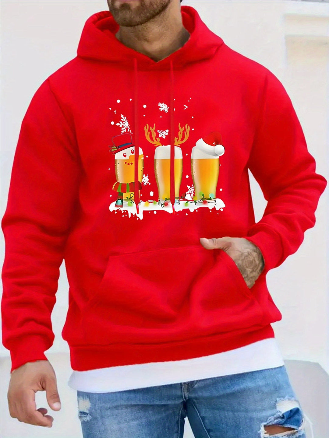 Beer | Casual & sportieve herensweater met kerstbiermok print