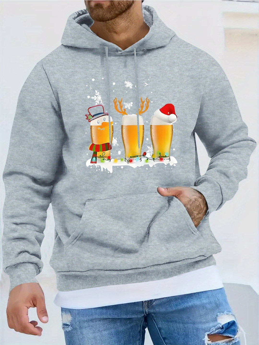 Beer | Casual & sportieve herensweater met kerstbiermok print