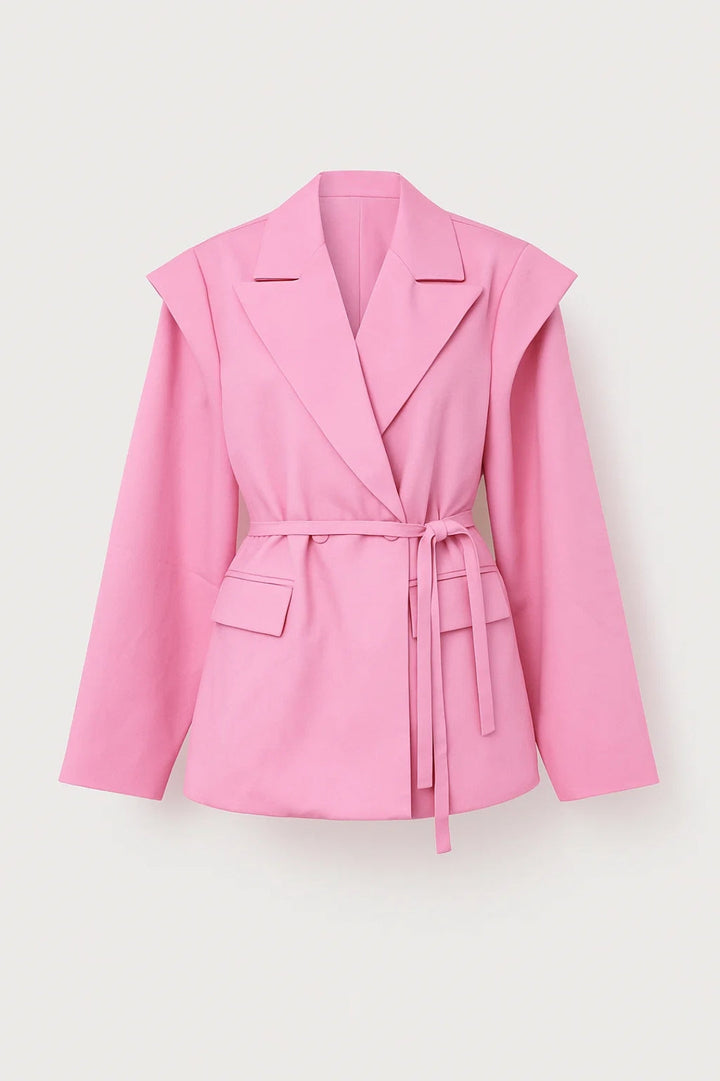Blazer Dames Getailleerd Ceintuur Revers Kraag Kantoor