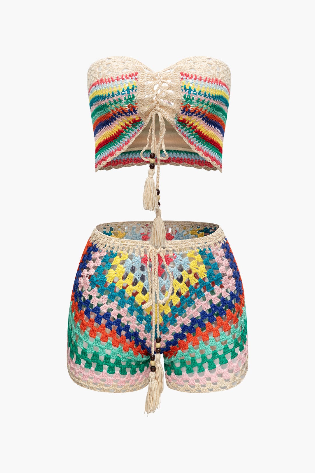 Boho Haak Bustier Shorts Set Dames Zomer Strand
