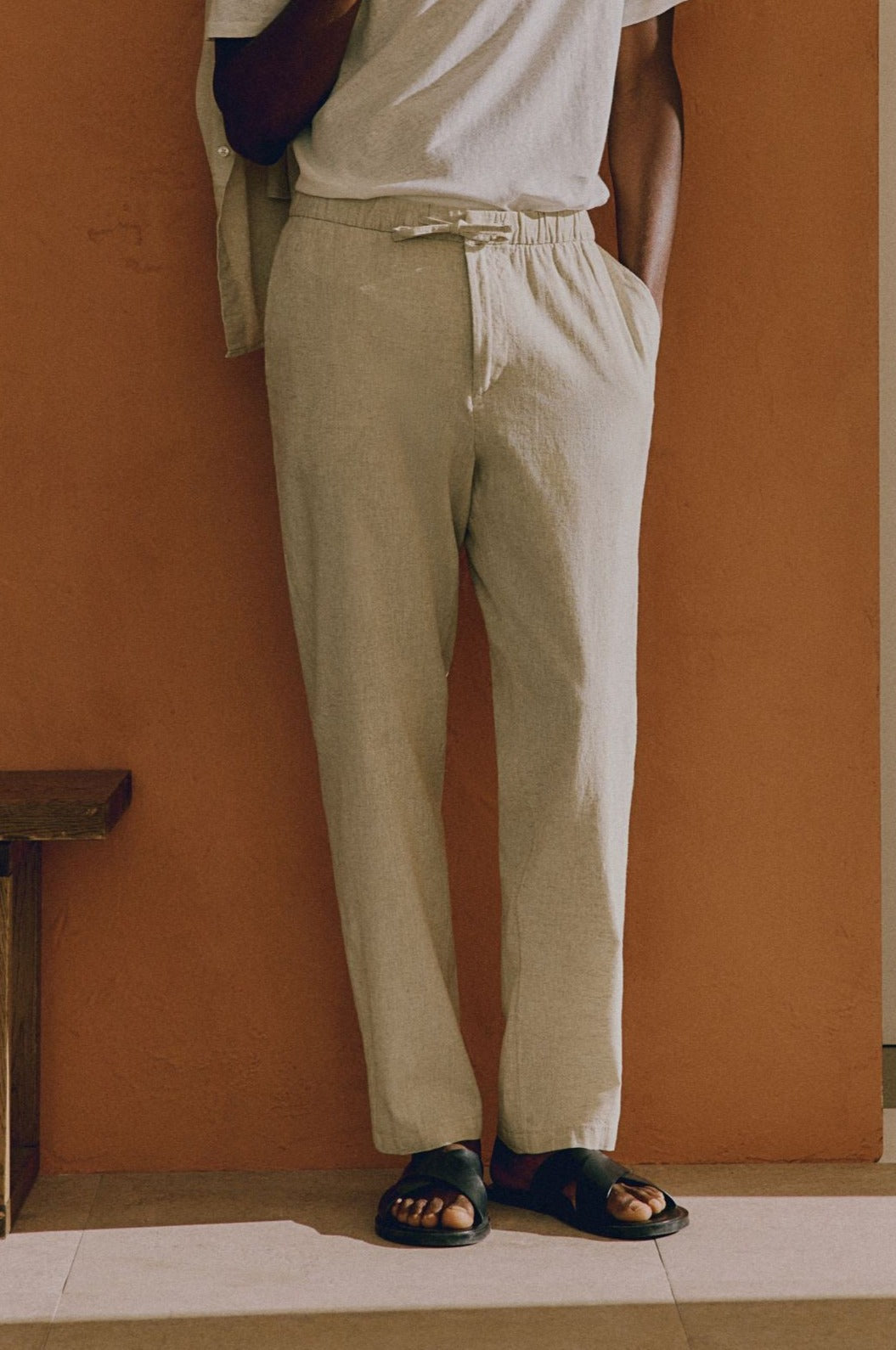 Broek Heren Relaxed Fit Trekkoord Elastische Taille