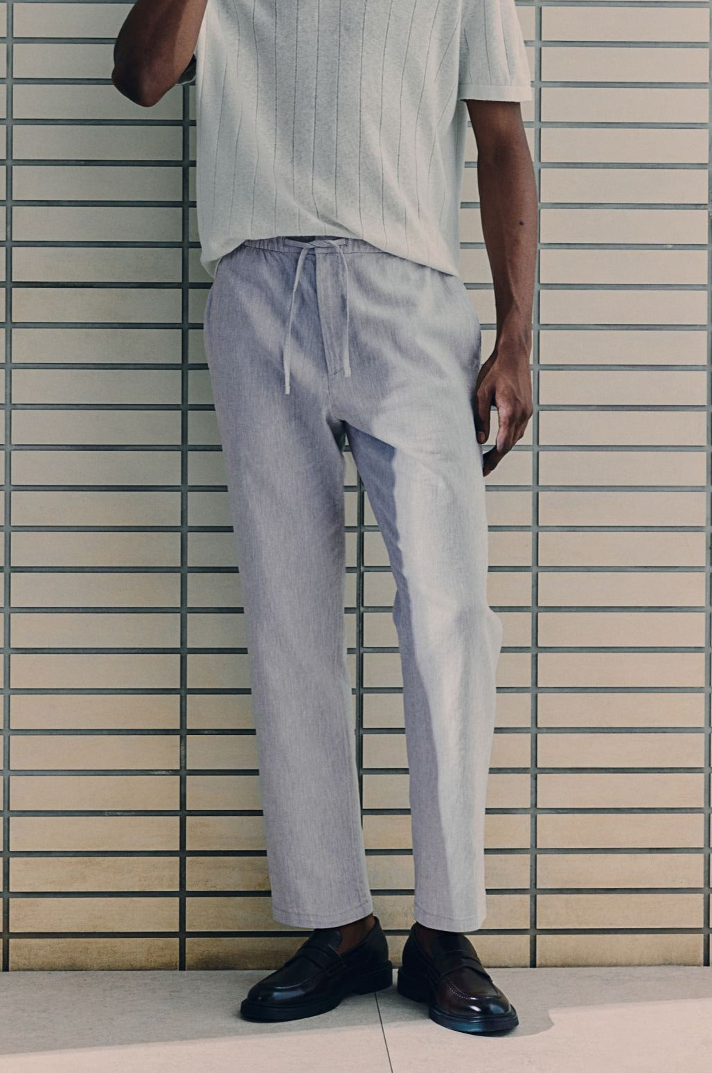 Broek Heren Relaxed Fit Trekkoord Elastische Taille