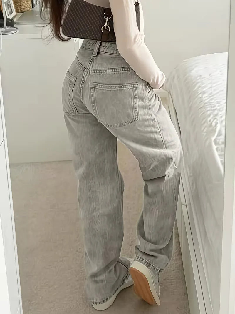 Straight jeans met mid-rise