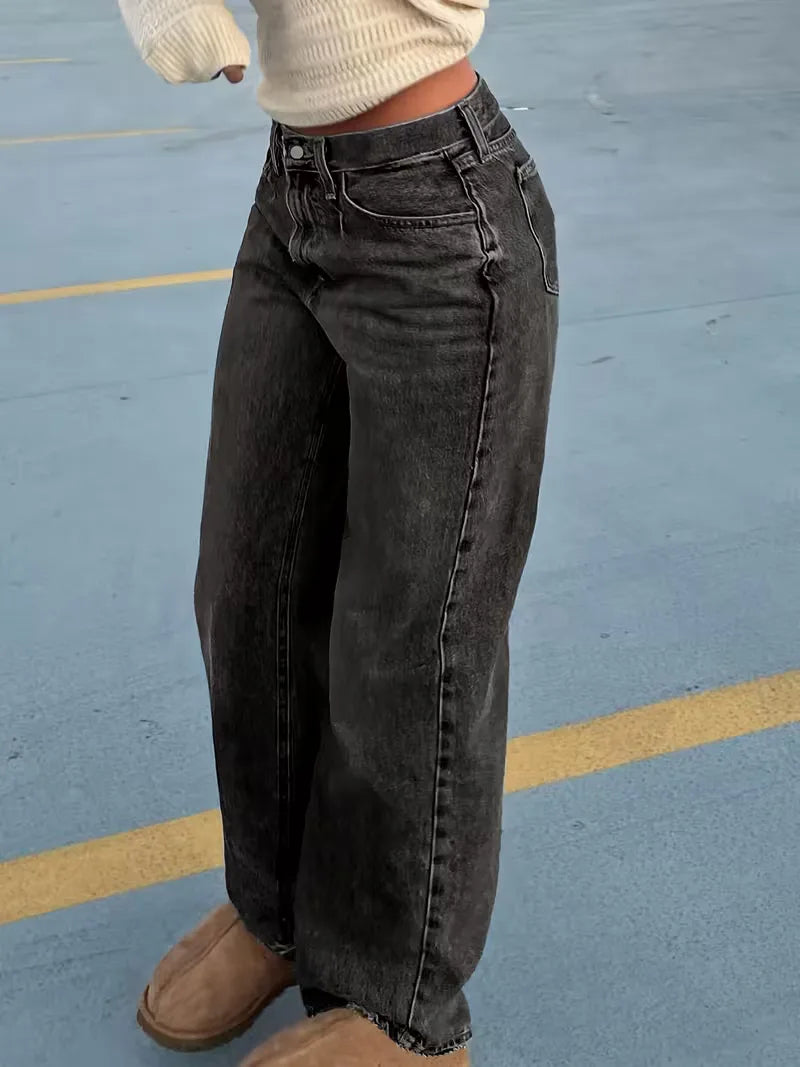 Straight jeans met mid-rise