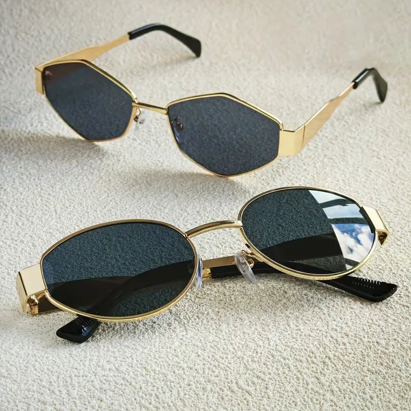 Zonnebril met ovaal metallic frame