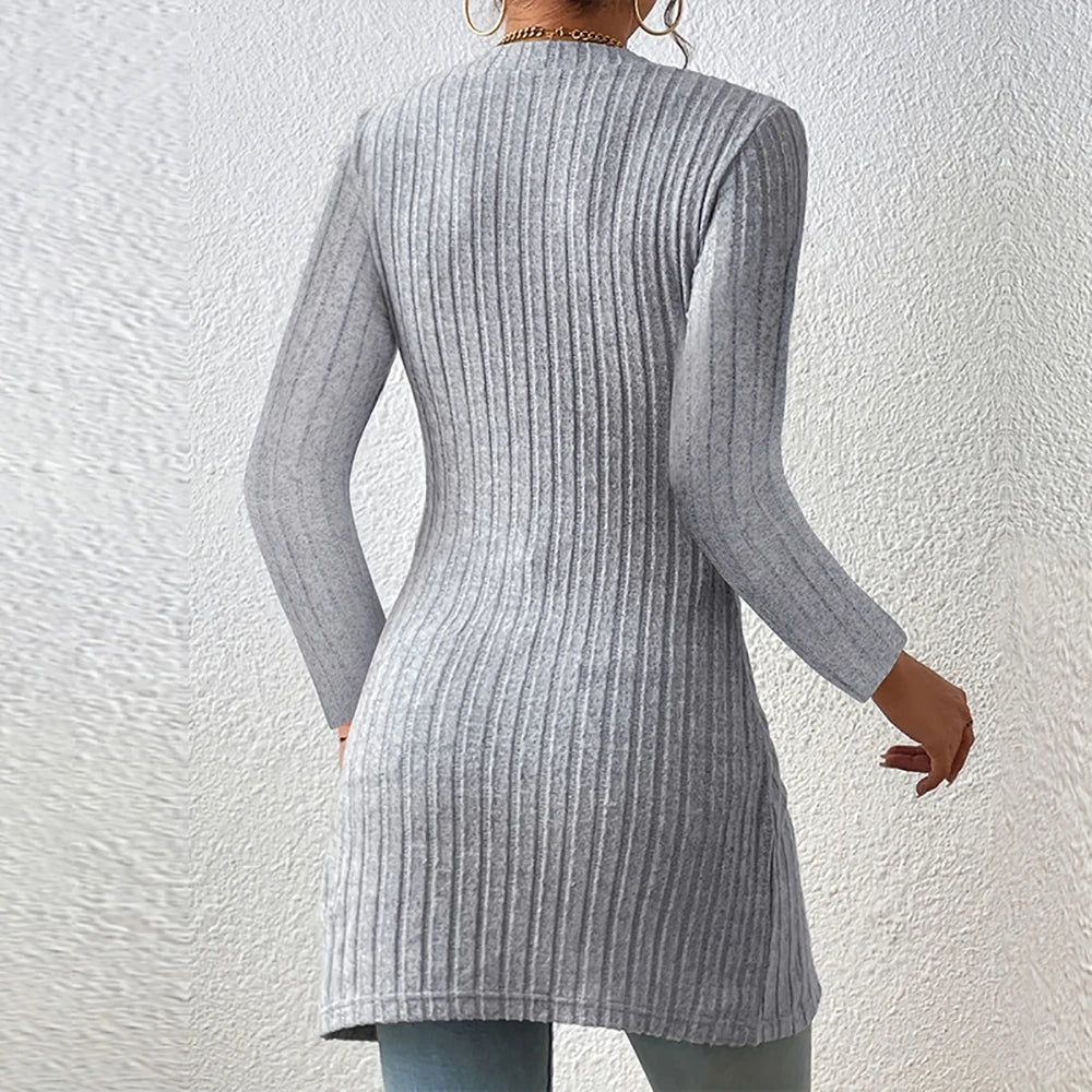 Claudia | Asymmetrische geribbelde cardigan
