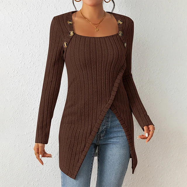 Claudia | Asymmetrische geribbelde cardigan