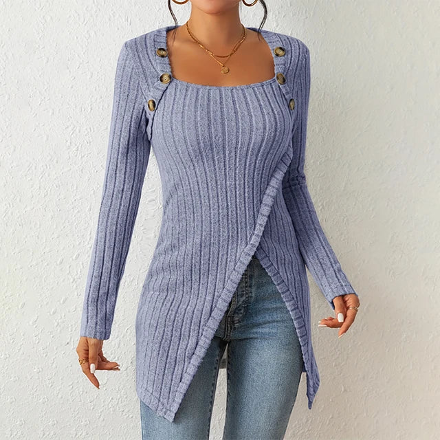 Claudia | Asymmetrische geribbelde cardigan