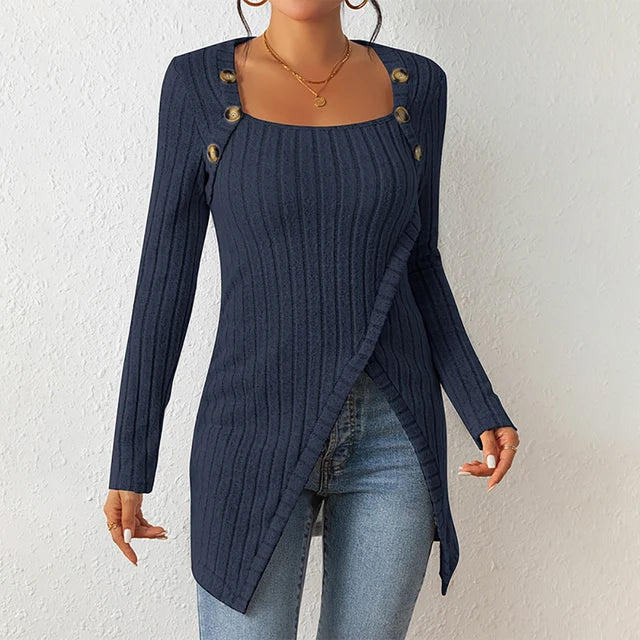 Claudia | Asymmetrische geribbelde cardigan