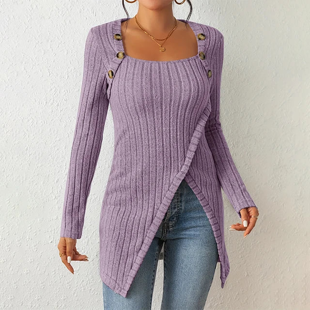 Claudia | Asymmetrische geribbelde cardigan