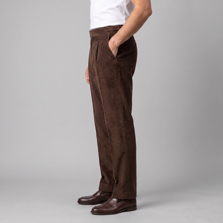 Corduroy Pleated Trousers Heren Klassiek Formeel