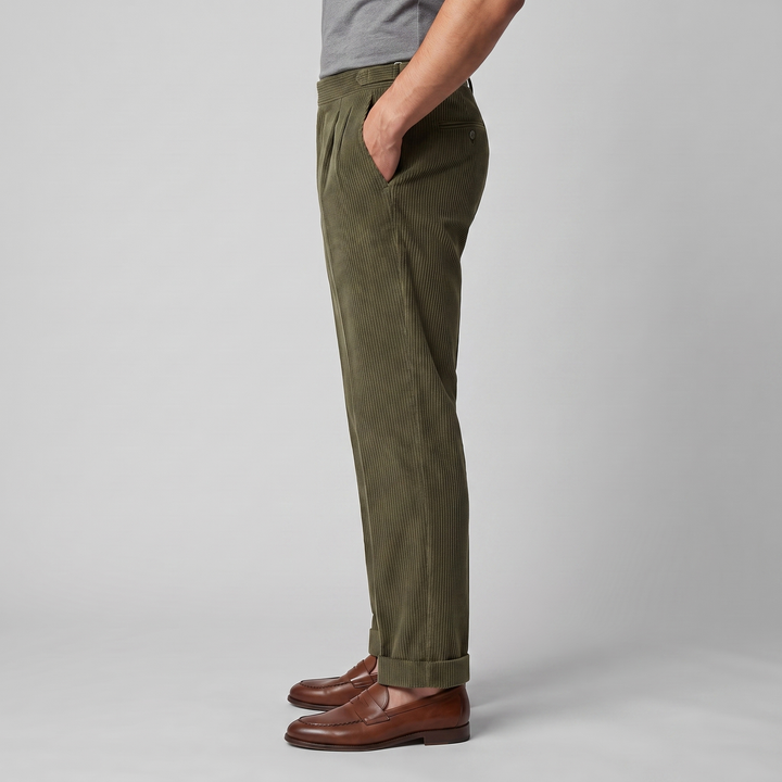 Corduroy Pleated Trousers Heren Klassiek Formeel