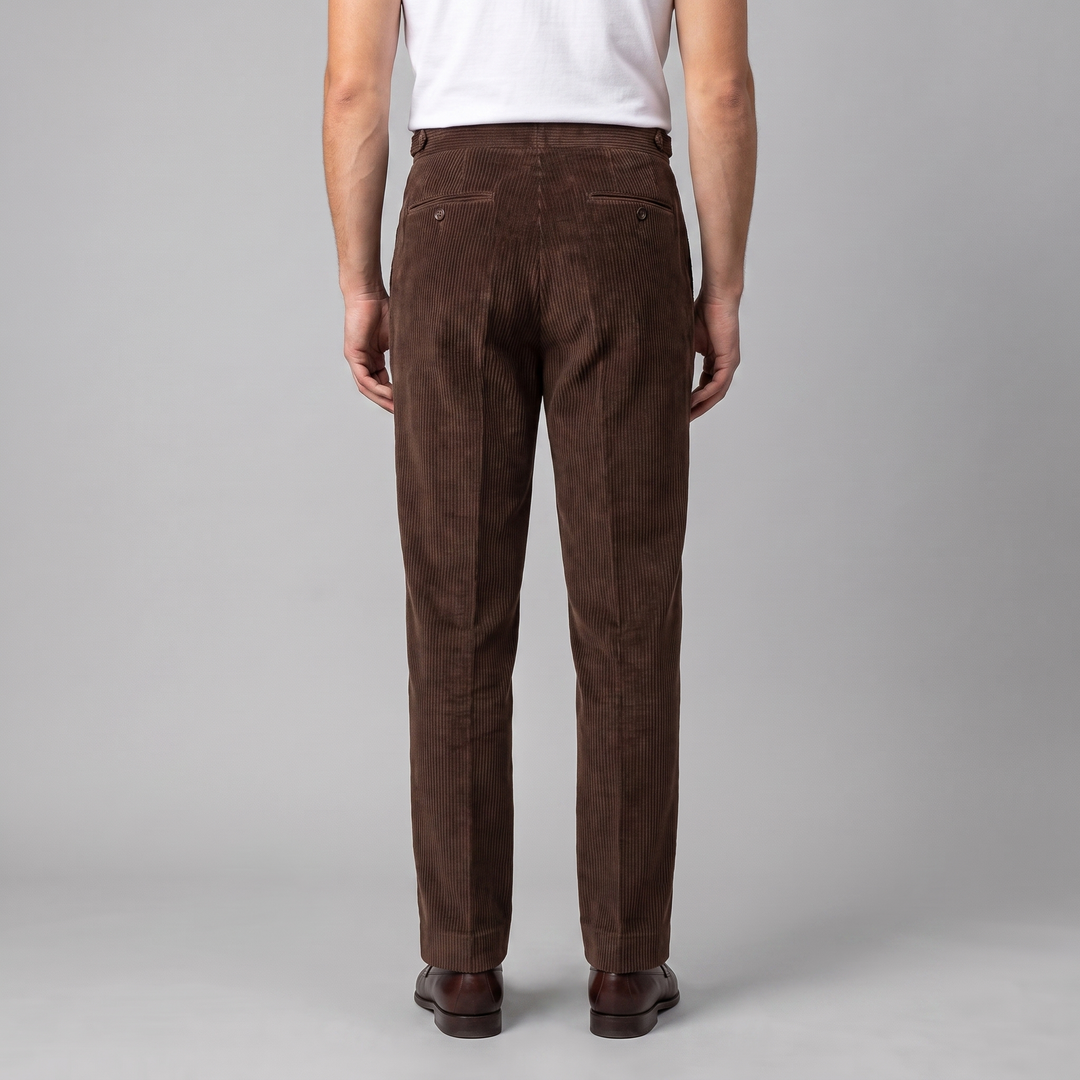 Corduroy Pleated Trousers Heren Tailored Classic Winter