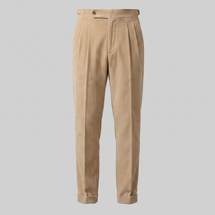 Corduroy Pleated Trousers Heren Tailored Classic Winter