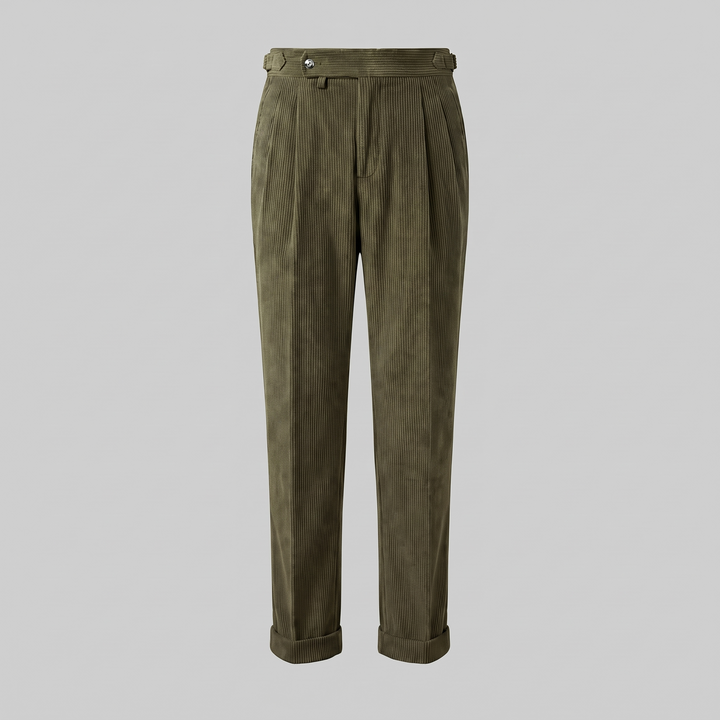 Corduroy Pleated Trousers Heren Tailored Classic Winter