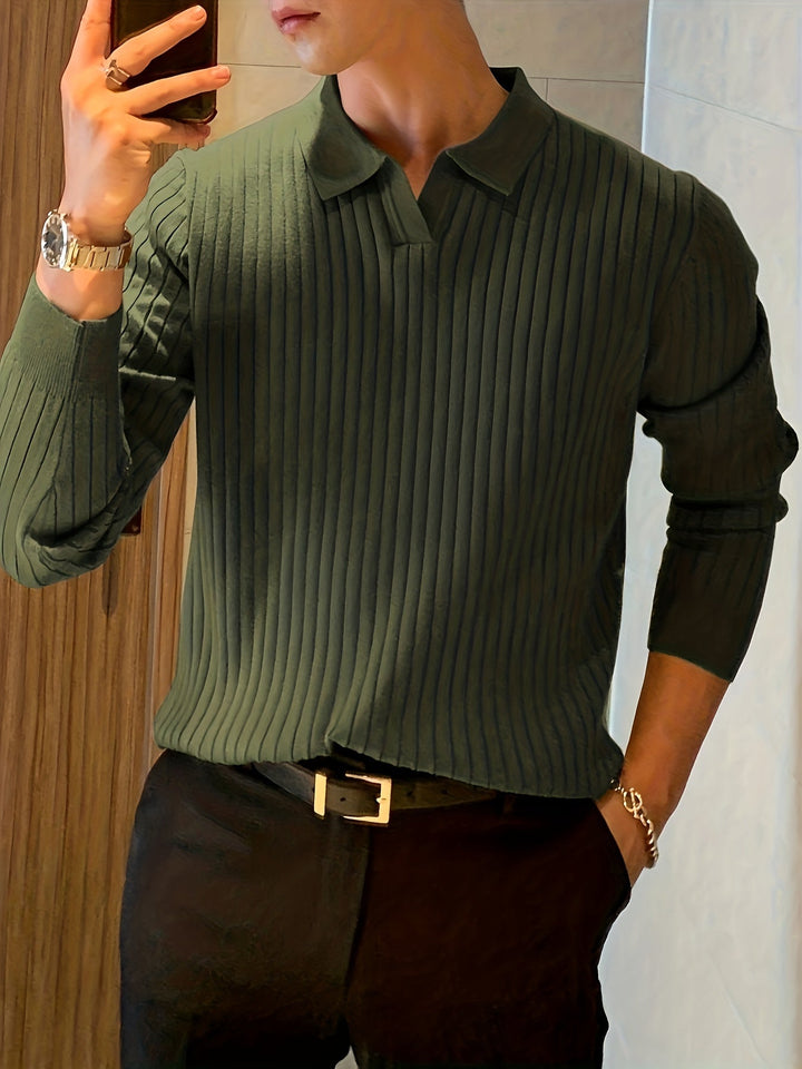 Heren Polo Trui Merinowol  V-Hals - Stijlvolle Revers - Regular Fit - Aristone - AR 12 - Essential in Meerdere Kleuren