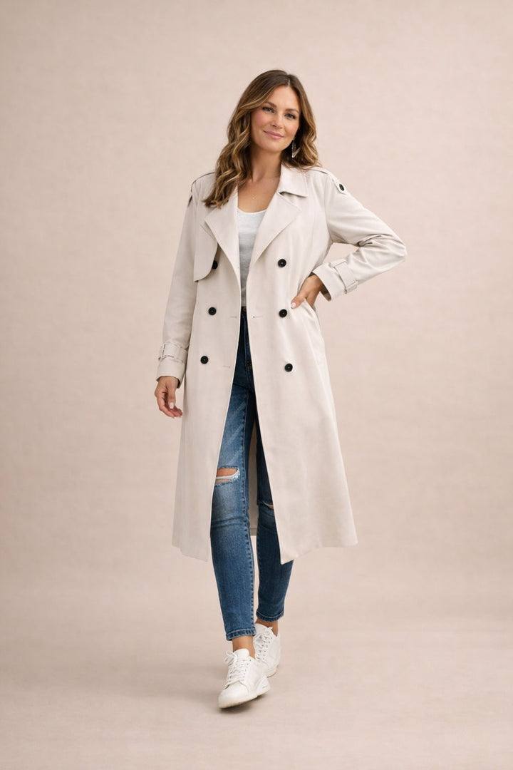 Dames Trenchcoat Dubbelrijige Sluiting Met Ceintuur Casual Formeel