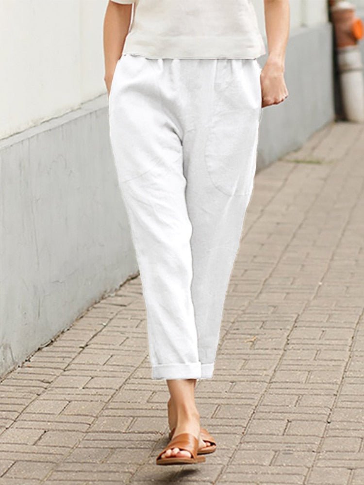 Luchtige Broek Met Elastische Taille En Rechte Pijpen
