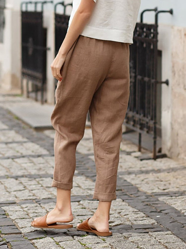 Luchtige Broek Met Elastische Taille En Rechte Pijpen
