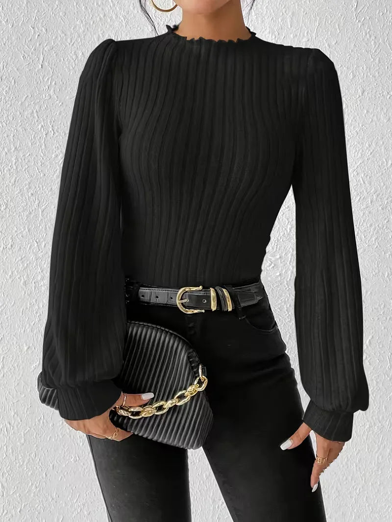 Bodysuit met rib-knit en lange mouwen