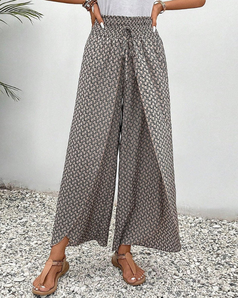 Stijlvolle Luchtige Broek Met Print En Wijde Pijpen