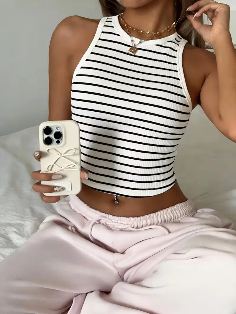 Crop top met ribbelstructuur