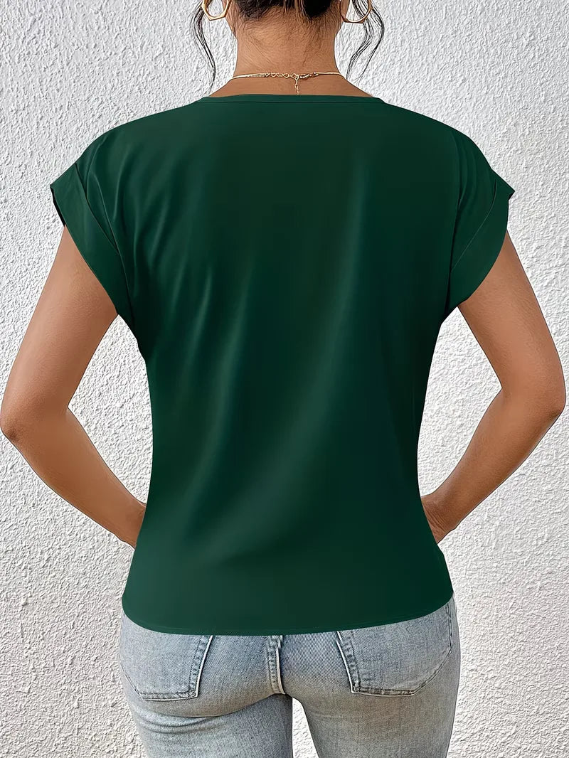 V-hals T-shirt met draped front