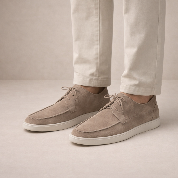Loafers Suede Heren Regular Fit Leer Vetersluiting Gesloten Neus