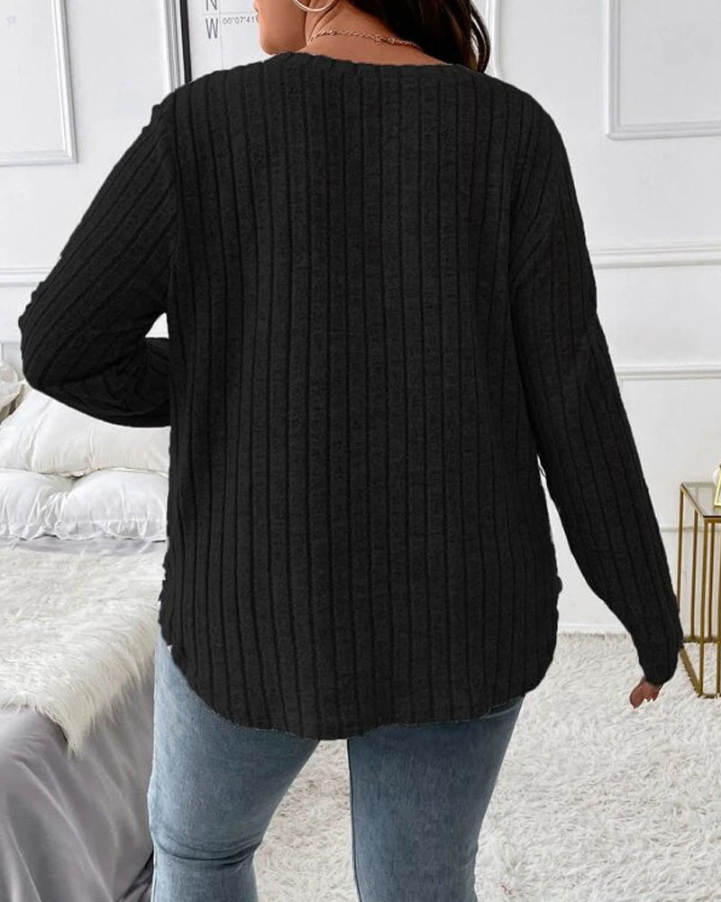 Effen kleur trui met lange mouwen