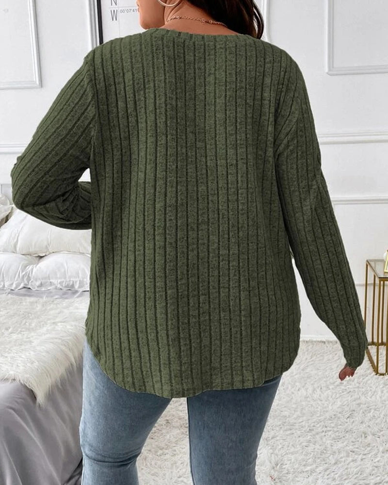 Effen kleur trui met lange mouwen