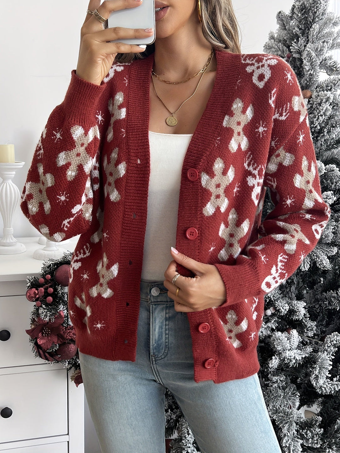 Elin | Elegant gebreid kerstvest met knopen