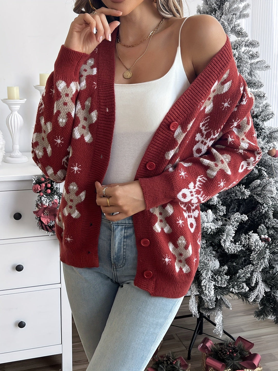 Elin | Elegant gebreid kerstvest met knopen