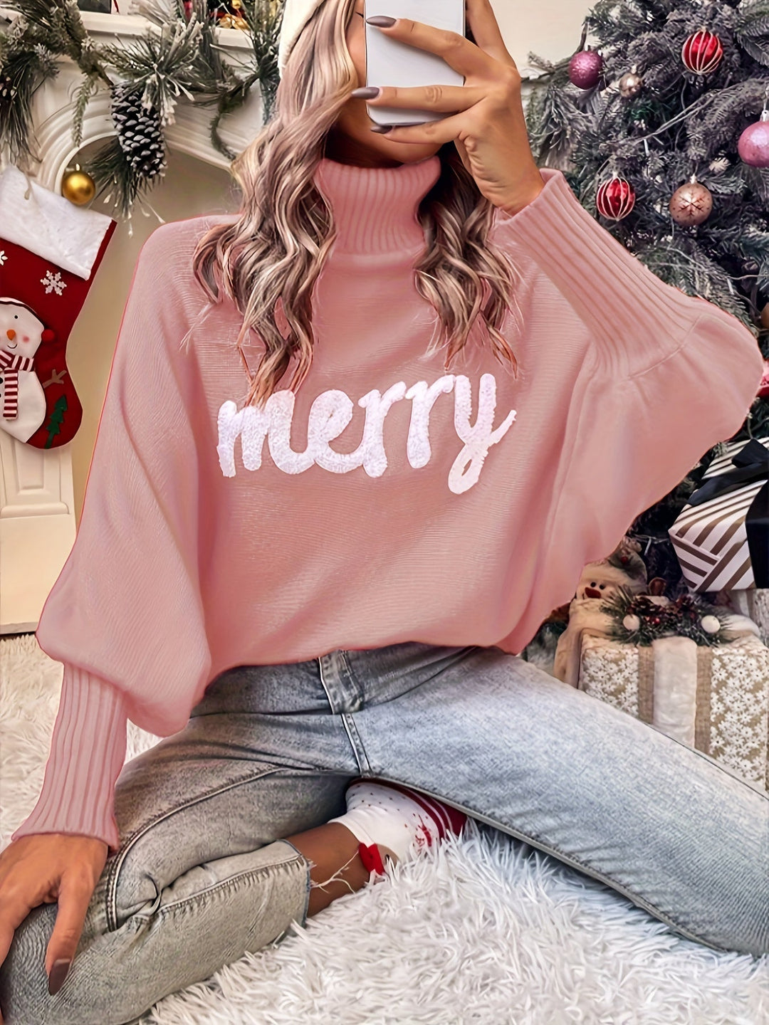 Elin | Vrolijke kersttruien met vleermuismouwen en elegante col voor dames