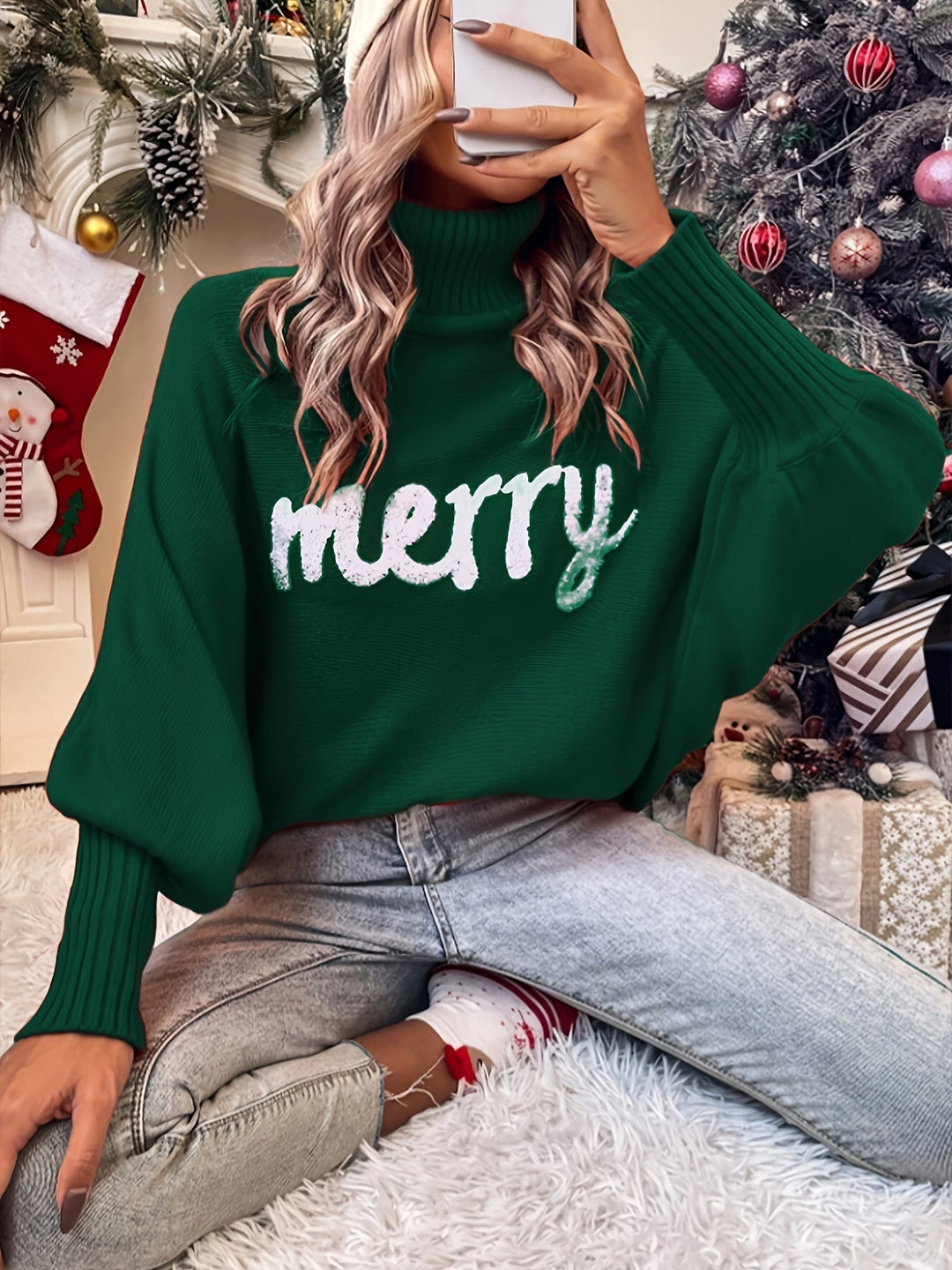 Elin | Vrolijke kersttruien met vleermuismouwen en elegante col voor dames