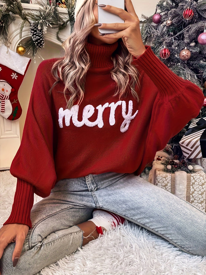 Elin | Vrolijke kersttruien met vleermuismouwen en elegante col voor dames