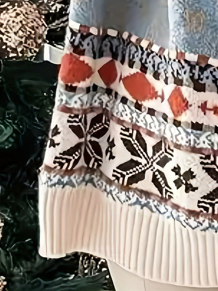 Elly | Gezellige kersttrui met geometrisch rendierpatroon