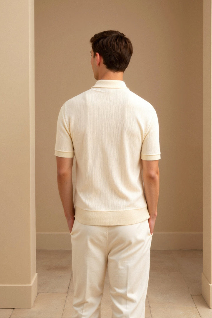 Emil | Polo T-shirt met structuur
