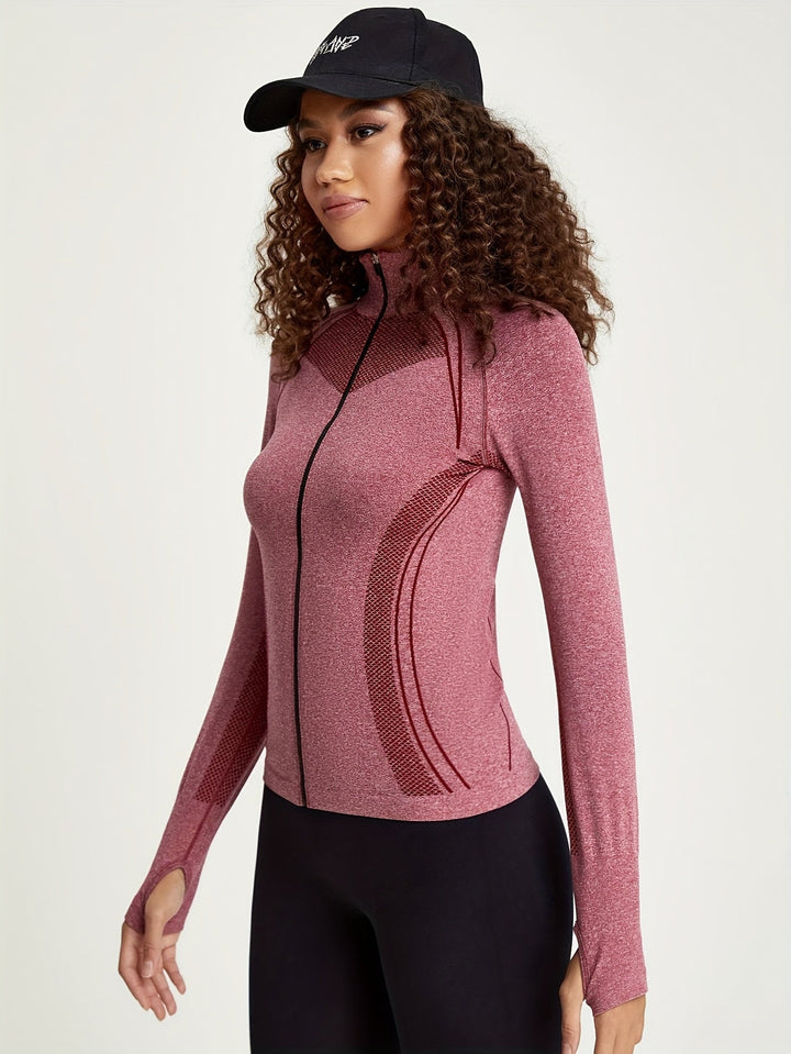 Esmée | Sportief track jacket met lange mouw en volledige rits in zwart