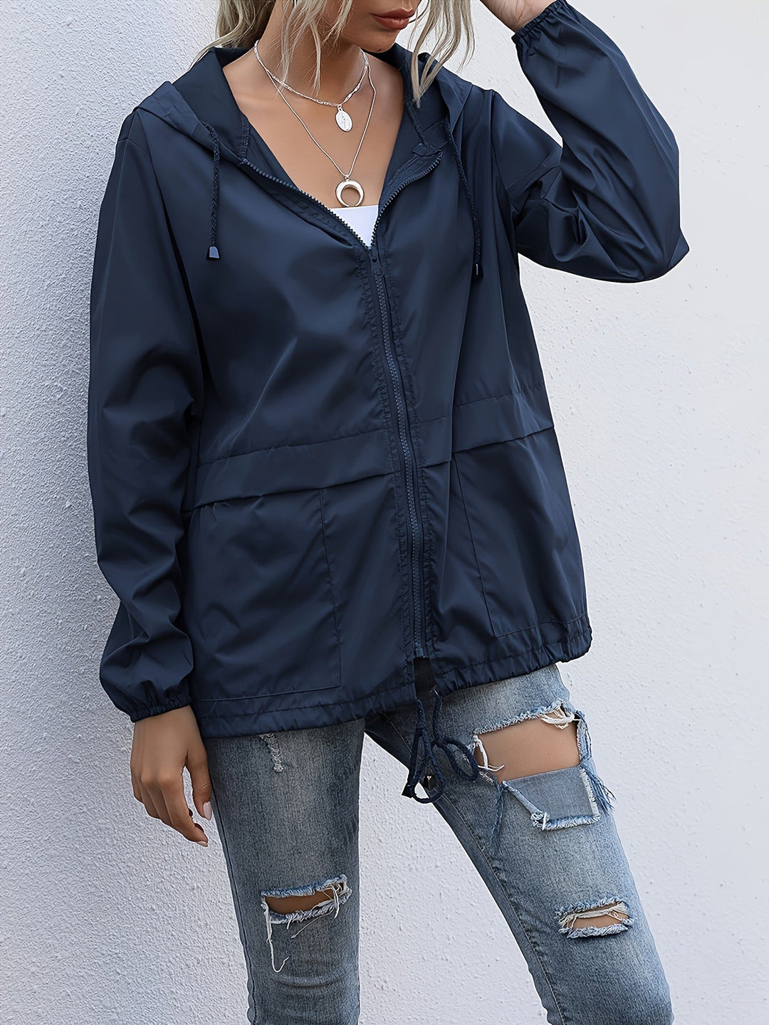 Eva | Effen kleur windjack met lange mouwen
