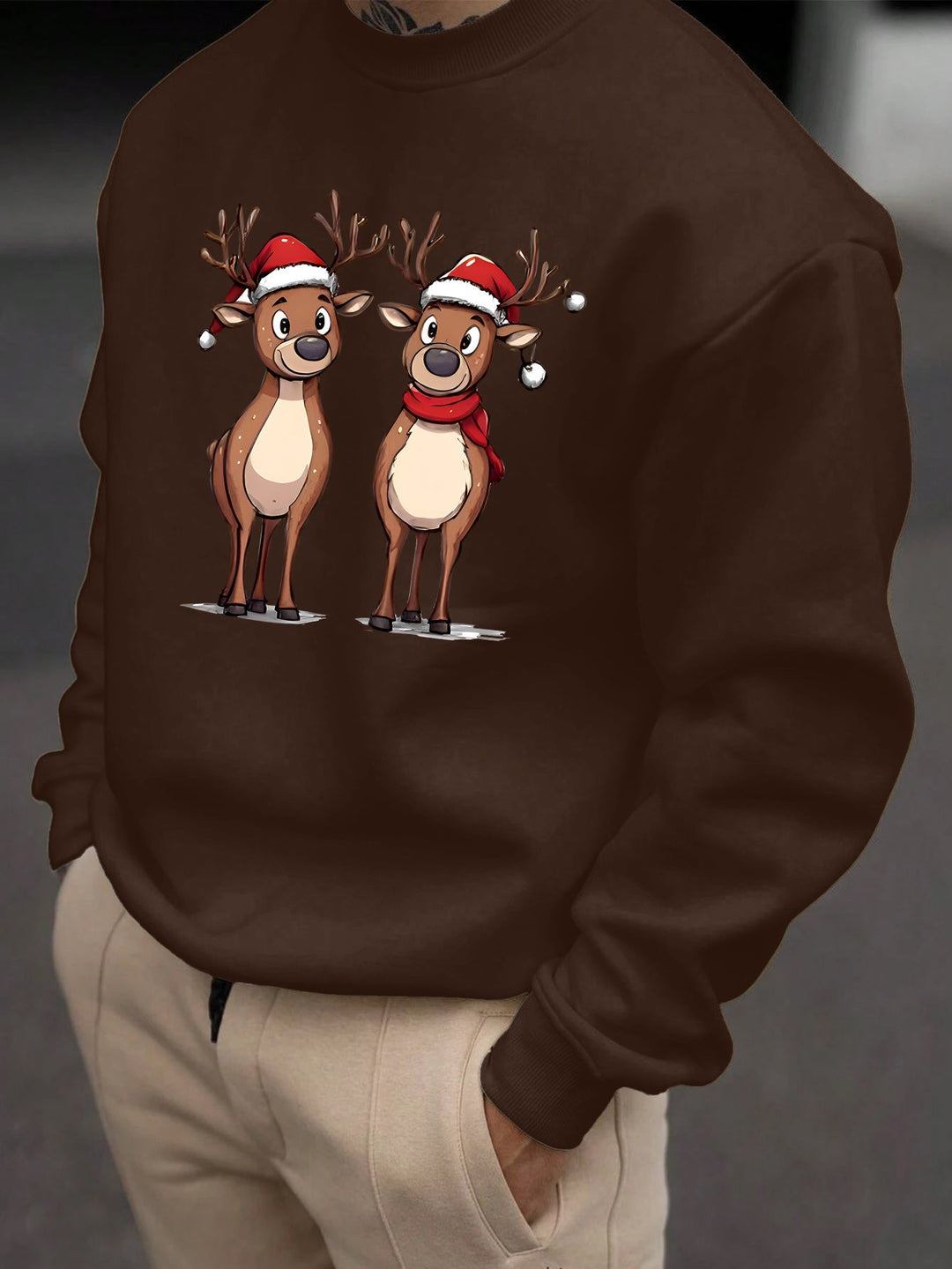 Eziah | Feestelijke rendierprint heren sweatshirt