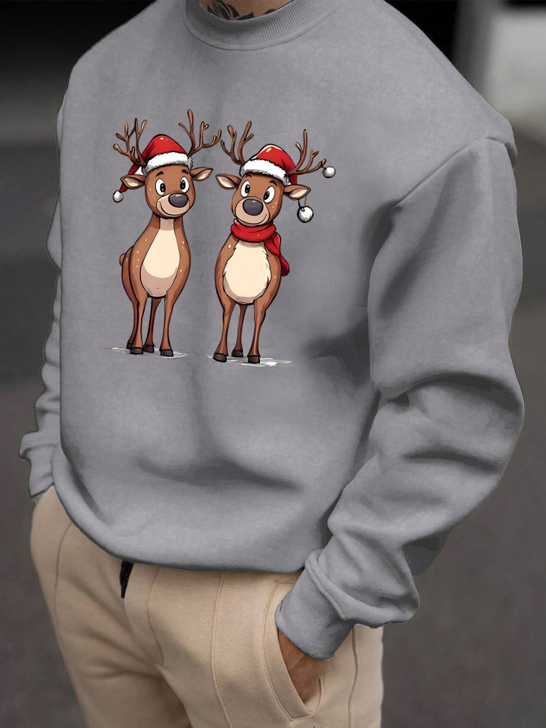 Eziah | Feestelijke rendierprint heren sweatshirt