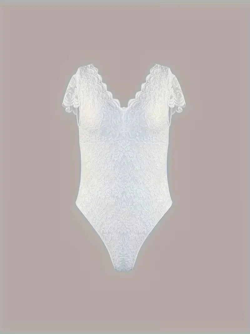 Kant bodysuit met V-hals