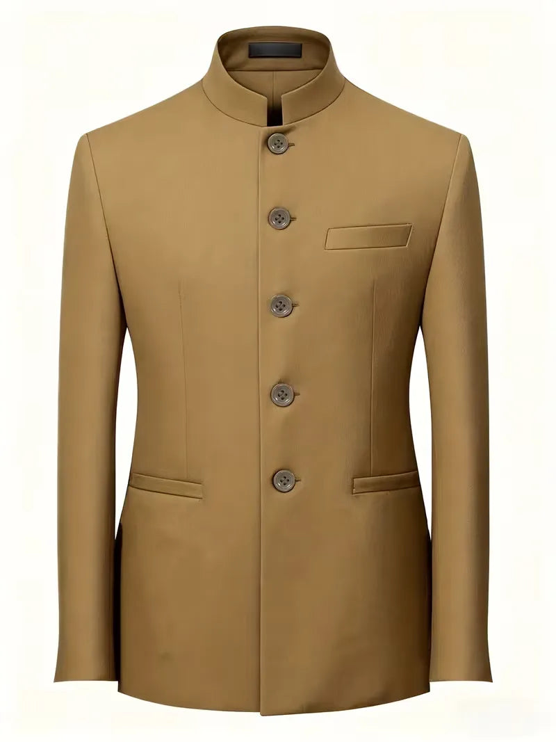 Blazer slim fit met mandarin collar