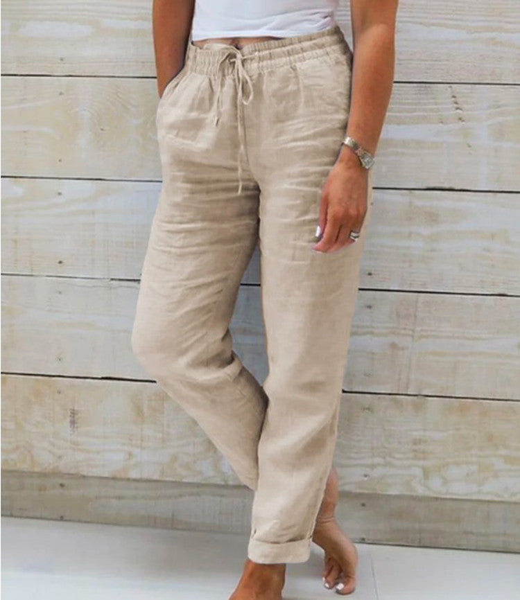 Casual Broek Met Elastische Taille En Rechte Pijpen