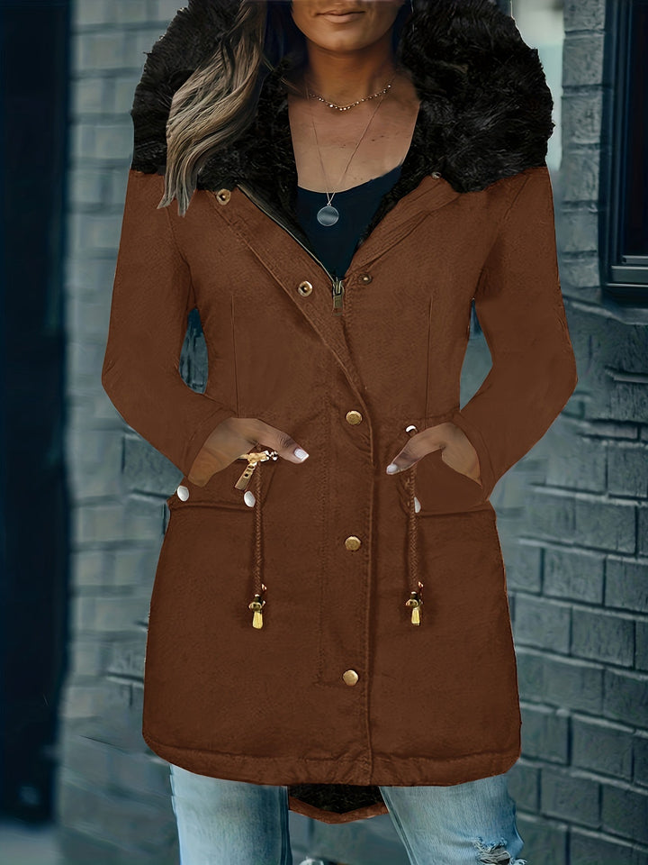 Feline | Casual hoodie parka met fuzzy trim